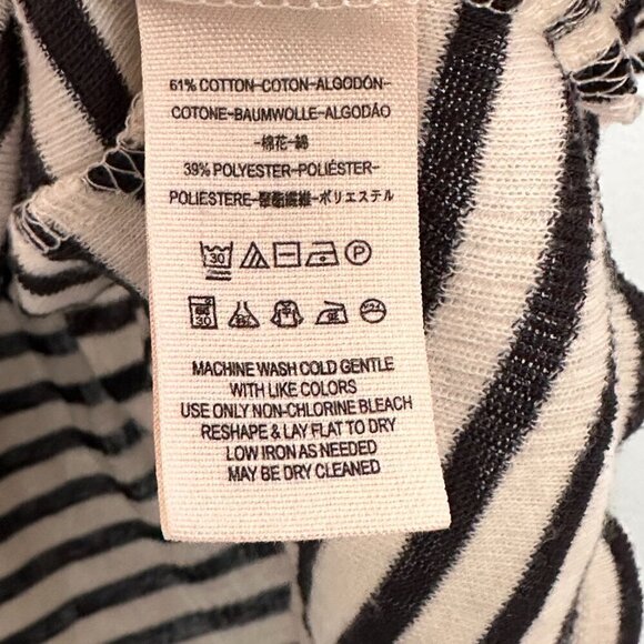 Free People Jojo Stripe Knit Top Babydoll Swing Black White Medium - Picture 3 of 4